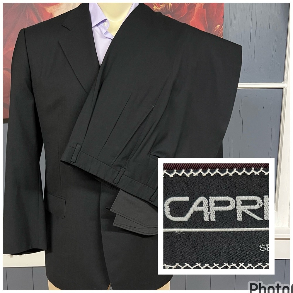 Custom Capri Suit Mens 40S Short Pleated Pants 32x30 Stretch Tech Wool Black